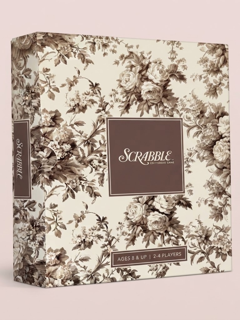 NWT Floral Edition Scrabble Board Game - Cream & Brown